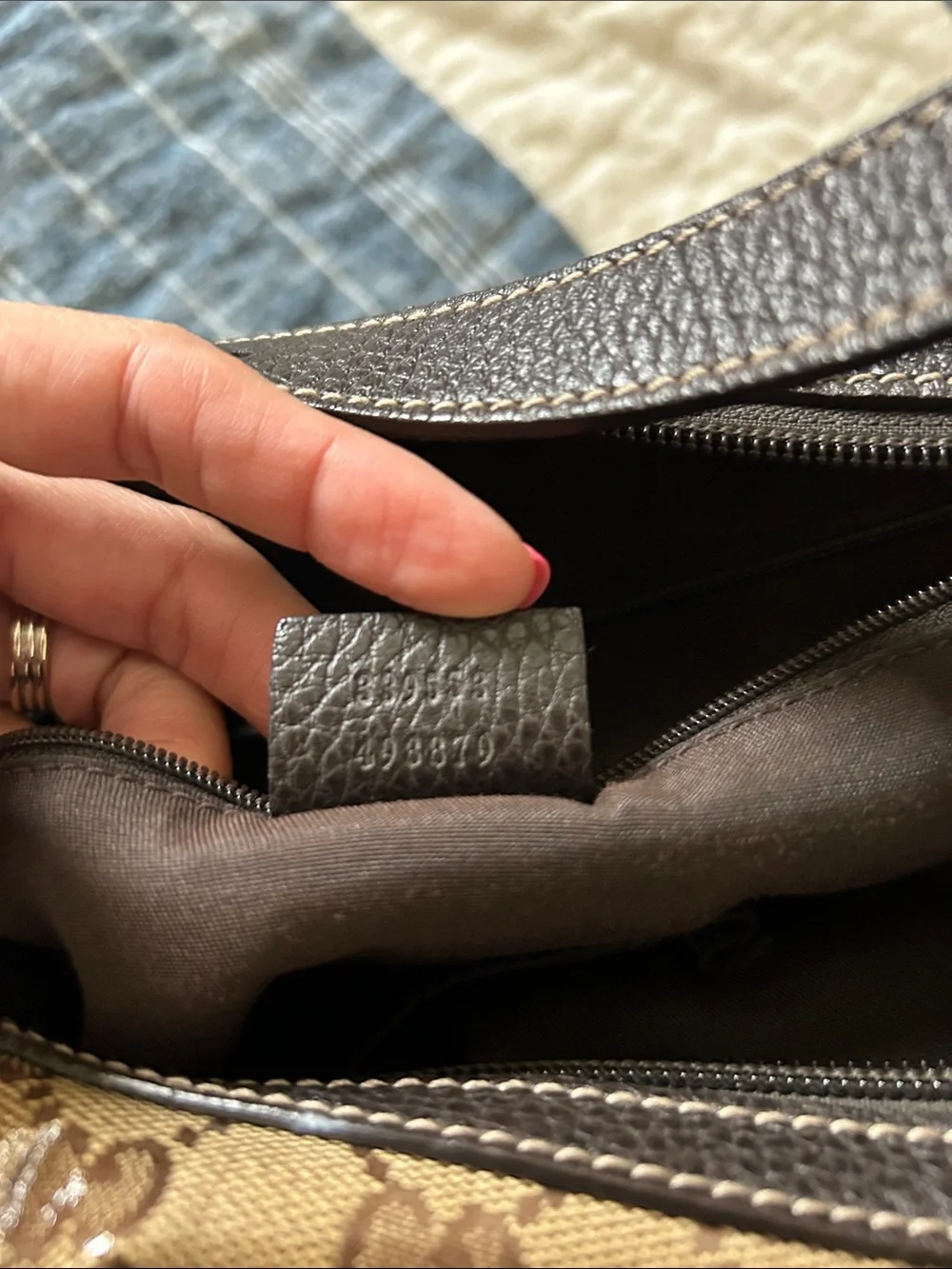 Gucci Brown Beige Monogram Hobo Shoulder Bag
